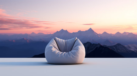 bean bag chair piece made of iron with a simple yet chic design. this 4k resolution image showcases the italian aesthetic of the piece. the white background highlights the elegance of the chair from both side and front views. ai generatedの素材