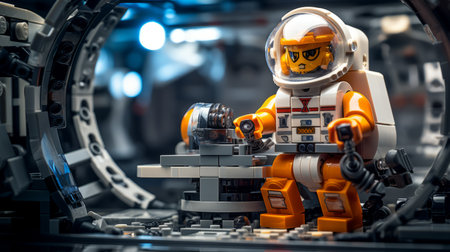 a stunningly detailed and intricate lego creation is showcased in this ultra-realistic and beautifully photographed image. shot on a 25mm lens with a depth of field and tilt blur, the photo captures the dramatic lighting and soft ambiance, highlighting the volumetric and ultra-detailed features of the lego model. with its hyper maximalist and elegant design, this photograph is a true masterpiece of photography. ai generatedの素材