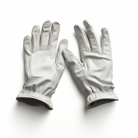 two pairs of grey gloves, with a leatherhide style, are showcased on a white background. the gloves exhibit layered translucency, highlighting the intricate details achieved through computer-aided manufacturing. this associated press photo captures the elegance of the gloves, complemented by the flowing draperies in the background. softbox lighting enhances the visual appeal, while the use of innovating techniques adds a touch of uniqueness to theの素材
