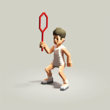 a pixelated golf player, inspired by conceptual sculptures, is depicted holding a racket. this unique artwork draws inspiration from various sources such as sketchfab, ivan marchuk, and hercules seghers. the use of pixelation adds a playful and conceptual touch to the piece, while the isometric perspective and ivory-like texture enhance its artistic appeal. ai generatedの素材