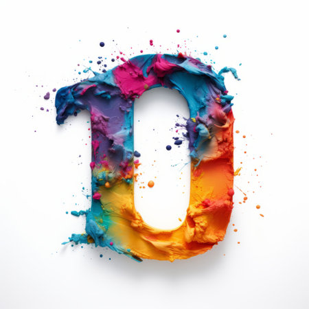 a vibrant and eye-catching photo of a colorful painted letter "o" in bright and bold hues. this unique artwork showcases the fluid photography style, reminiscent of the deconstructive and organic sculpting techniques. inspired by the dusseldorf school of photography, it combines innovative page design with elements of urban decay and code-based creations. ai generatedの素材