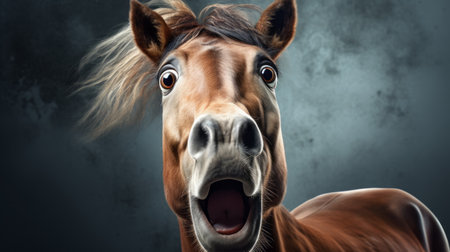 the phantom horse is a captivating photograph that seamlessly blends realism and a comical style. reminiscent of national geographic's iconic imagery, this photo features caricature faces and a joyful chaos. with its photorealistic wildlife art, this uhd image showcases the talent of the photographer. taken with an iso of 200, it has also been recognized as a contest winner. ai generatedの素材