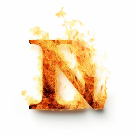 fire d and the letter n isolated on a white background. this photo showcases realistic and naturalistic textures, with tenebrism effects inspired by artists like berndnaut smilde and noah bradley. the emphasis is on action, making it perfect for websites or any project that requires a dynamic visual element. ai generatedの素材