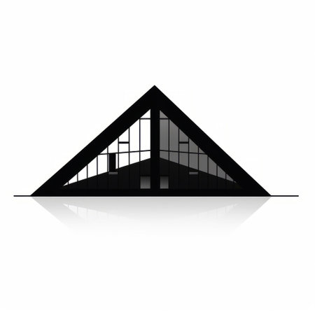 a triangle building with an unusual shape stands tall, resembling silhouette figures. the realistic and detailed rendering showcases its opulent minimalism. the mirror rooms within create a unique atmosphere, while the dark proportions add to its allure. inspired by bauhaus designs, this building captivates with its blown-off-roof perspective. ai generatedの素材