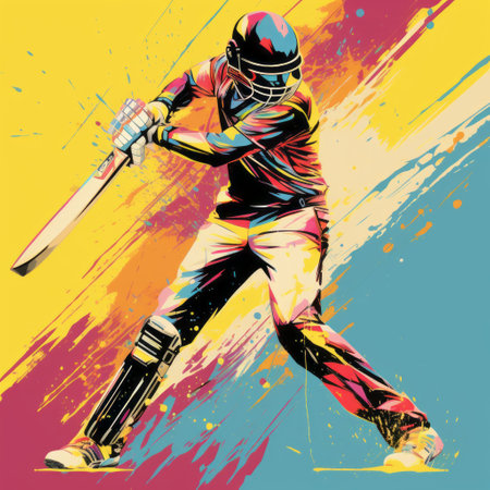 a white uniformed artist stands out in this color printed image, showcasing vibrant color combinations and aggressive digital illustration. inspired by indian pop culture, the artwork features dark yellow and dark pink hues, flowing silhouettes, and highly detailed illustrations. the electric color schemes add an extra level of intensity to this visually captivating piece. ai generatedの素材