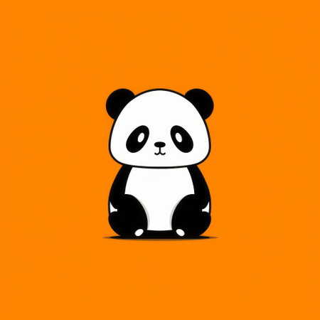 the panda app icon features a minimalist design inspired by group f64 photography. with a vibrant orange color scheme, it captures the essence of iconic pop culture caricatures. the image is reminiscent of the angura kei style and is rendered in high resolution 8k quality. ai generatedの素材