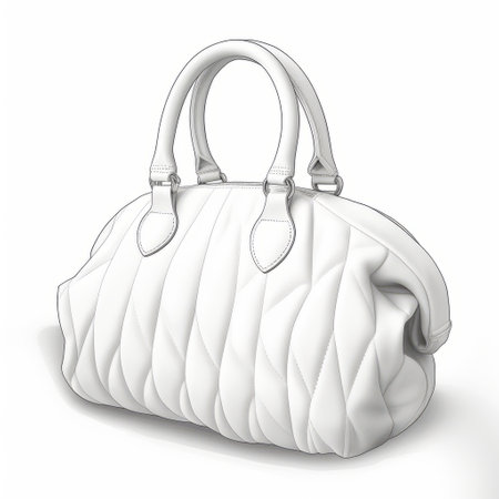 a white handbag 3d model showcasing a simplistic vector art style with hand-coloring. the monochromatic color scheme and aggressive quilting add a touch of elegance. the soft-focus technique enhances the overall aesthetic, while layered lines and precisionist style create a visually captivating design. ai generatedの素材