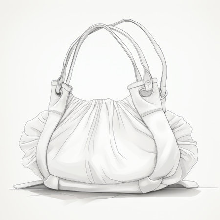 a white female bag illustration is depicted in this abstract vector illustration. the illustration is created in the style of detailed sketching, showcasing intricate drapery and employing classic still-life techniques. it also incorporates foreshortening techniques commonly used in industrial and product design, resulting in a sketchy yet captivating portrayal. ai generatedの素材