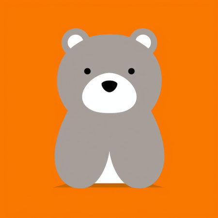 grey and white polar bear for girls vector illustration, featuring a strong facial expression. the design showcases toy-like proportions with minimal retouching, creating a crisp and graphic appearance. the color palette consists of dark orange and light gray, adding a touch of warmth to the overall image. this single object captures the essence of a polar bear in a visually appealing way. ai generatedの素材