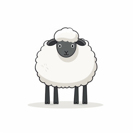 a vector illustration of a sheep and thorns cartoon, isolated on a white background. this stock photo picture features minimal retouching and a strong facial expression. the style is minimalistic, with a color scheme of dark gray and light beige. the image is in 4k resolution and has been colorized. ai generatedの素材