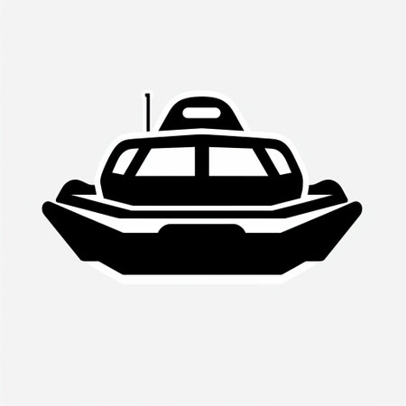 a vector illustration of a boat with a silhouette is showcased on a white background. the artwork is created in a sci-fi spectacle style, reminiscent of urban signage, frogcore, monochrome canvases, and autopunk aesthetics. this unique piece is available under the creative commons attribution license, featuring a striking blend of stark minimalism and artistic creativity. ai generatedの素材