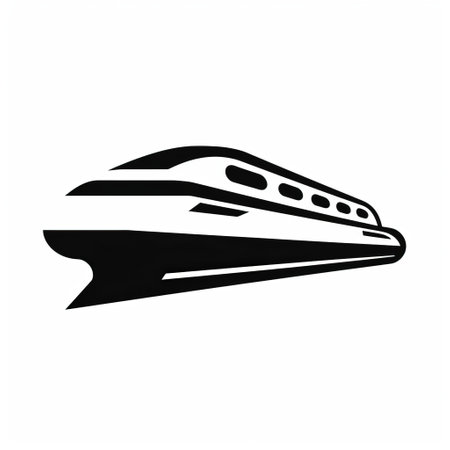 a white railroad symbol featuring a train in motion, characterized by detailed ship sail-like elements. the design showcases a minimalist black and white color scheme, with streamlined forms and bold lines. the dynamic colors and flowing silhouettes add a touch of seapunk aesthetic to the image. ai generatedの素材