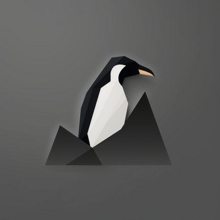 a vector penguin icon featuring a layered geometry style. this realistic illustration showcases soft, tonal colors and a matte background. the penguin is depicted with dark white and black shades, jagged edges, and accurate topography. rendered in cinema4d, this vector icon captures the essence of a penguin in a visually appealing way. ai generatedの素材