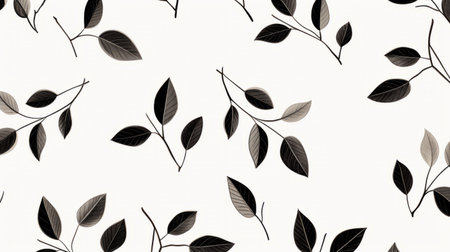 black and white foliage seamless wallpaper featuring minimalist nature studies in the style of joong keun lee and camille vivier. the design showcases light brown and light black tones, creating a captivating and eye-catching composition. the lively nature scenes depicted in the wallpaper add a touch of vibrancy to any space. ai generatedの素材