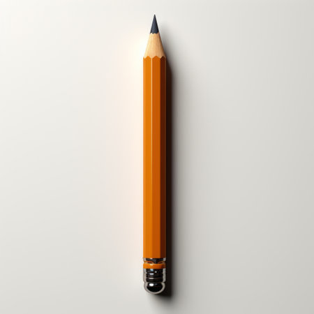 orange pencil on a white background, rendered in cinema4d with a light gray and dark black color scheme. sacha goldberger's sharp and clever humor shines through in this realistic portrayal of light and shadow. the streamlined design and advertising-inspired aesthetic make this image visually captivating. ai generatedの素材