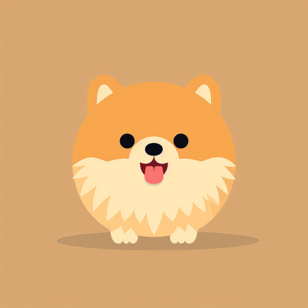 a cute cartoon terrier with a smile is depicted in this superflat style artwork. inspired by minimalistic japanese aesthetics, the terrier is portrayed in dark orange and light beige tones. the artist skillfully utilizes light and color to create a realistic effect. soft edges and atmospheric effects enhance the overall composition, while spiky mounds and rounded forms add visual interest. ai generatedの素材