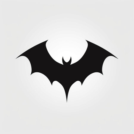 a black bat symbol, depicted in a vector flat illustration, showcases the influence of tony orrico's style. the emphasis on negative space, inspired by angus mckie, creates a minimalistic composition in light gray. this high-quality photo highlights the strong use of negative space in the design. ai generatedの素材