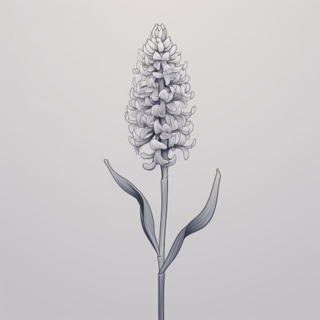 a minimalistic surrealistic illustration of a hydrangea flower, inspired by the art of the ivory coast. the drawing, done in light gray and indigo, follows an isometric perspective. this historical illustration by gustave buchet beautifully captures the realistic depiction of light. ai generatedの素材