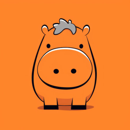 a cute cartoon hippo dressed up for halloween, featuring a clown costume. this cute animal image combines elements of halloween and clown themes. the artwork is done in a dark orange and light orange color scheme, with a monochromatic minimalist style. this unique mashup of styles is reminiscent of the shang dynasty era and showcases a streamlined design. perfect for showcasing on myportfolio or adafruit.の素材