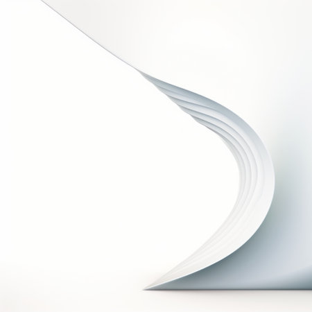 white paper clipping design with a folded shape on a white background. this design showcases flowing forms and architectural perspectives, with clear edge definition and a rim light effect. the overall aesthetic is reminiscent of sculptural paintings, characterized by precisionist lines and a rollerwave texture. ai generatedの素材