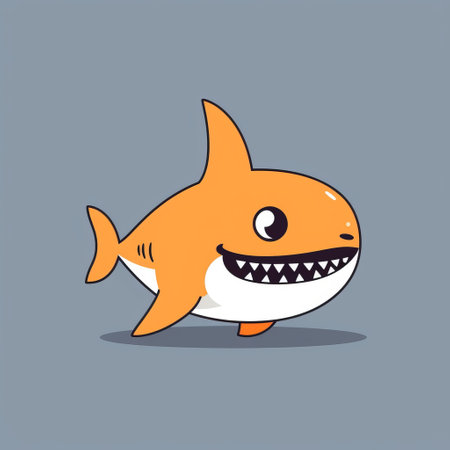 a cute shark design vector illustration featuring a minimalistic and dark orange and light gray color scheme. created by peter bagge, this low-resolution graphic design showcases a miniaturecore style. with a resolution of 20 megapixels, this illustration is perfect for various design projects. ai generatedの素材
