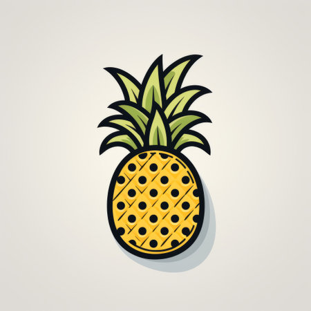 a pineapple icon vector illustration on a white background, featuring a bold and graphic pop art-inspired design. this hand-drawn animation by cody ellingham showcases high-contrast shading, dotted elements, and dynamic lines. the artwork incorporates the unique style of tupinipunk, with its bold colors and eye-catching aesthetics. ai generatedの素材