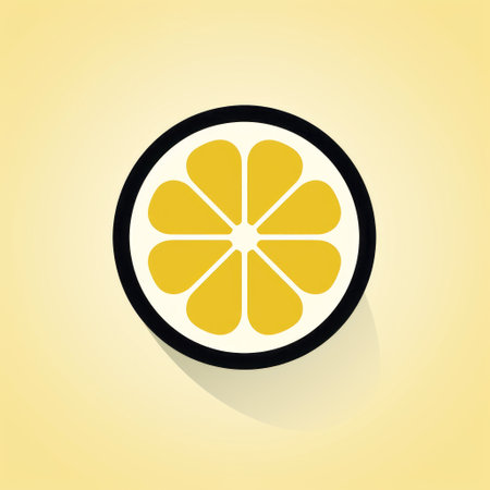 a lemon slice and wedge flat vector icon, featuring layered imagery with subtle irony. this minimalist design showcases a flickr-inspired aesthetic with circular abstraction. rendered in cinema4d, the icon incorporates elements of bentwood and positive-negative space. ai generatedの素材