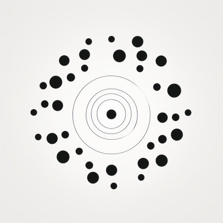 a mesmerizing spiral pattern of black dots, reminiscent of bauhaus functional design and necronomicon illustrations. this minimalist landscape, with a birds-eye-view perspective, evokes the architectural style of louis kahn. the arrangement of dots forms a captivating logo, exuding a sense of nuclear art. ai generatedの素材