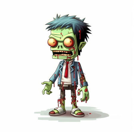zombie characters in cartoon style vector graphics, perfect for animated characters, game characters, monster comics, and movie characters. these highly detailed illustrations feature bold, manga-inspired characters with light blue and green tones. the realistic and hyper-detailed renderings are digitally enhanced, showcasing the unique style of cranberrycore and gadgetpunk aesthetics. ai generatedの素材