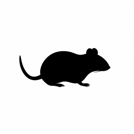 silhouette of a rat on a white background, inspired by the minimalistic simplicity of gene luen yang's style. the design incorporates elements reminiscent of eastman johnson's artwork, featuring rounded shapes and animated gifs. influenced by yves klein, this tattoo-inspired image captures the essence of the rat in a unique and visually appealing way. ai generatedの素材