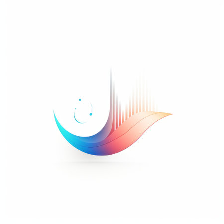 an arabic wave logo featuring blue and white colors, designed in a light magenta and orange style. this joyful celebration of nature incorporates elements of thx sound, rainbowcore, playful character design, engineering construction, and design. created by janek sedlar. ai generatedの素材