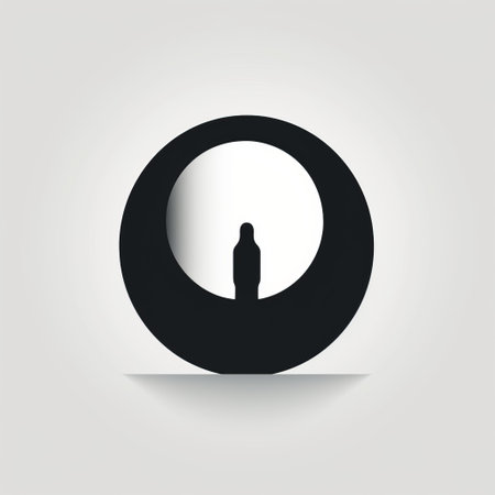 old man silhouette in a round black circle, reminiscent of conceptual minimalist sculpture and byzantine-style iconography. the open form and diorama-like composition exude an essence of oriental minimalism. elongated shapes and a minimalistic design add to the overall aesthetic appeal. ai generatedの素材