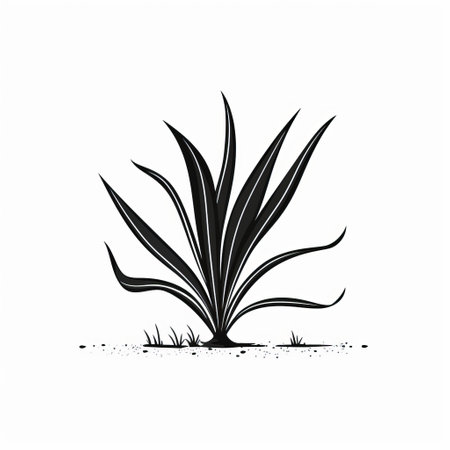 a minimalistic black and white sketch of a plant in the ground, with dirt in the background. this traditional mexican style artwork features flat shapes, jagged edges, and clean and simple designs. inspired by nature, this image captures the essence of clovis trouille's artistic style. ai generatedの素材