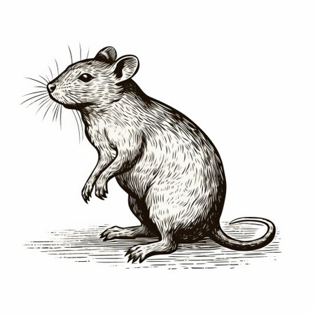 a mouse depicted in a vintage comic style, resembling a detailed engraving. this realistic animal portrait showcases clean and sharp inking, with intricate use of hatching. the historical reproduction captures the essence of ratcore, combining the charm of vintage comics with a touch of realism. ai generatedの素材