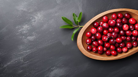 cranberry on stone wall, a stock image foto from adobe image, featuring a dark silver and gray aesthetic. the photo showcases minimal retouching and highlights the beauty of the bentwood and eco-friendly craftsmanship. it is captured in high resolution, making it perfect for larme kei or kitchen still life compositions. ai generatedの素材