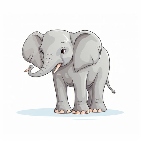 a cute and detailed vector image of a tiny elephant cartoon, isolated on a white background. this adorable illustration showcases accurate and lifelike depiction of animals, with precise and cartoonish features. perfect for adding a touch of charm to any project or design. ai generatedの素材