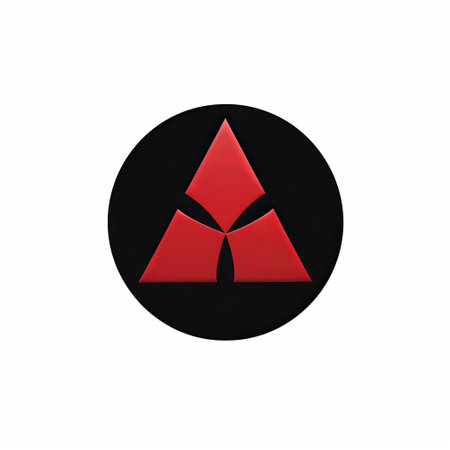 mitsubishi emblem and design, a logo art print featuring organic forms merging with geometric shapes. the composition is simple and elegant, with a dark black and red color scheme. this artwork reflects the engineering, construction, and design expertise of the nul group, creating a rounded and visually appealing aesthetic. ai generatedの素材