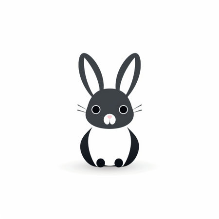 a whimsical children's book illustrator created a playful character design of a rabbit icon with a cat head on a white background. the illustration is in a japanese-inspired style, featuring dark gray and light black colors. the artist's minimalistic canine sculptures and animated gifs also showcase their unique and imaginative approach to creating imagery. ai generatedの素材