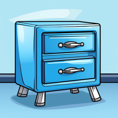 an open drawer illustration in a pop art cartoonish style, featuring light azure and azure colors. this vintage-inspired artwork exudes charm with its 2d design and streamlined elegance. the lively tableau and reductionist form make this illustration a captivating visual. ai generatedの素材