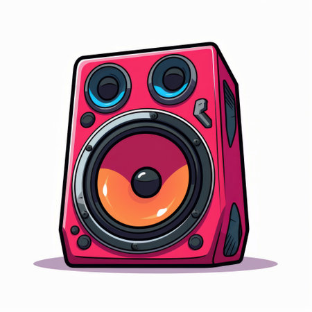 pink speaker isolated on white background vector icon design, featuring a vivid comic book artist style. this colorful caricature embodies hip hop aesthetics with its light amber and red tones. the close-up view highlights the eye-catching compositions created by thechamba. ai generatedの素材