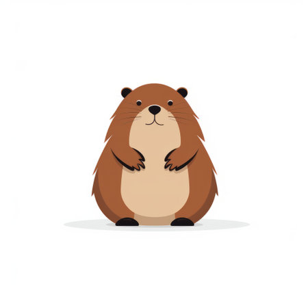 a cartoon beaver with arms crossed is depicted on a white background. this minimalist nature study, inspired by the style of sopheap pich, showcases flat shapes and minimal retouching. the website features detailed character design and curvaceous simplicity. ai generatedの素材
