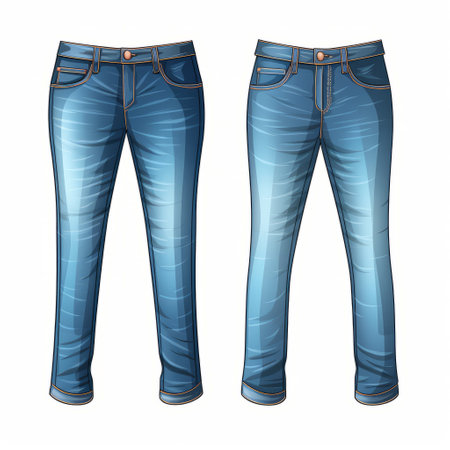 a pair of sky-blue and bronze jeans, designed with intricate sketching details. these jeans are suitable for both males and females, featuring high-contrast shading and bold lines. the vivid colors of dark navy and light gray create a striking visual effect. the shiny texture and rounded design add a touch of sophistication to this stylish pair of jeans. ai generatedの素材