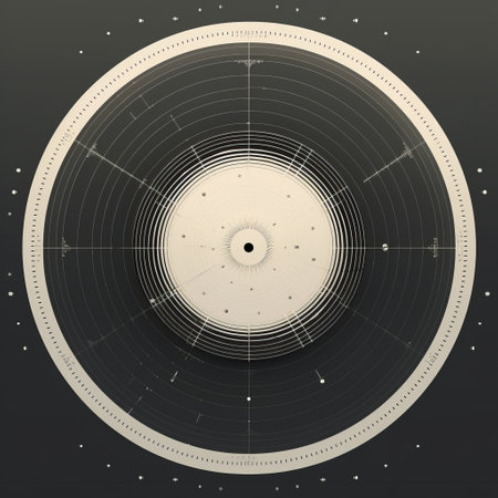 an illustration of a futuristic spacecraft-inspired clock with a circular shape on top. the design features accurate topography and a color palette of dark white and gray. the clock incorporates elements of data visualization and is depicted from a birds-eye-view perspective. the style of the illustration is influenced by the works of johfra bosschart and showcases angular geometry. ai generatedの素材
