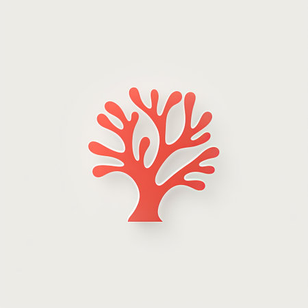 coral shell logo design vector featuring ethereal trees, minimalistic objects, and sculptural paper constructions. the design showcases a sparse use of color, soft and rounded forms, against a clean white background. perfect for a minimalist graphic designer. ai generatedの素材