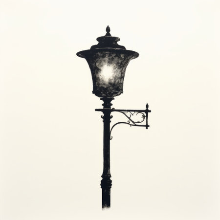a sketch-style gif of a street lamp, reminiscent of the bloomsbury group, against a white background. the image captures the atmospheric photograms and photographically detailed portraitures, with tonalist paintings and baroque-inspired lighting. the urban signage adds to the overall aesthetic. ai generatedの素材