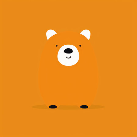 two bears standing on an orange background in a simple minimalistic style. the whimsical character design showcases clean and rounded shapes, creating a cute and colorful portrait. this photo, found on flickr, embodies the essence of clean and simple designs with its playful and iconic imagery. ai generatedの素材