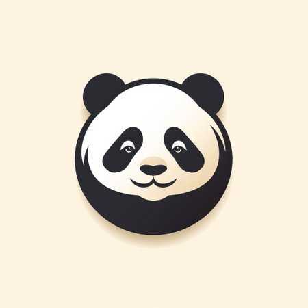 a cute panda face illustration vector with a distinctive typography in the style of light black and beige. this playful and ironic design by chuah thean teng showcases personal iconography, making it a perfect logo choice. the realistic impression of the panda adds to its charm. ai generatedの素材