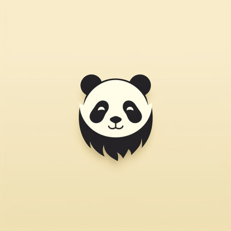 a panda icon featuring a simple vector design with a minimalist touch. rendered in cinema4d, the icon showcases a combination of light black and light beige colors. the typography is kept minimalistic, adding to the overall aesthetic. the layered imagery adds a subtle touch of irony, creating a playful and minimalist illustration. ai generatedの素材