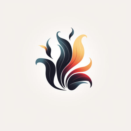 a colorful and abstract fire burn logo featuring abstracted floral forms, minimalistic composition, naturalistic ocean waves, intricate foliage, soft shading, and dark, foreboding colors. the logo stands out against a white background, creating a visually striking and captivating design. ai generatedの素材