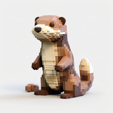 a tiny white block crafted otter, inspired by the voxel art style of aleksandr deyneka. this realistic piece showcases a skillful usage of light and color, with a brown hue adding depth to the extruded design. the artist, victor enrich, has created bold character designs that captivate the viewer. ai generatedの素材